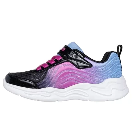 Skechers Girls' S-Lights Wavy Beams Ombre Express Lighted Sneakers Pink Mesh Glitter Upper with Stretch Laces Size 31 Adjustable Strap - Skechers - Image 8