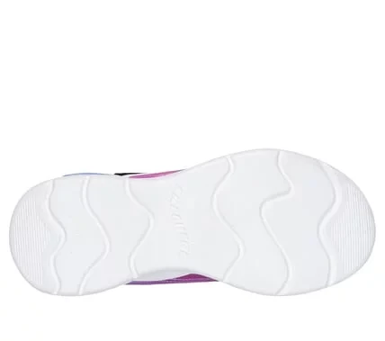 Skechers Girls' S-Lights Wavy Beams Ombre Express Lighted Sneakers Pink Mesh Glitter Upper with Stretch Laces Size 31 Adjustable Strap - Skechers - Image 9