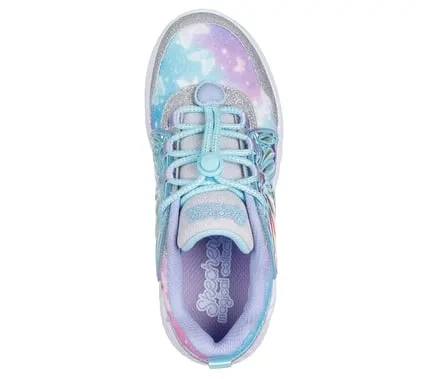 Skechers Girls' Dream Racer Wing Brites Light Up Sneakers Silver Size 31 Magical Collection Butterfly Theme Cushioned Insole Adaptive Closure Easy On Off Comfortable Running Shoes - Skechers - Image 2