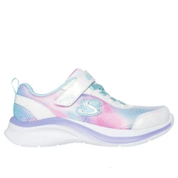 Skechers Girl's Aloha Dream Shoes White Multi Color Sparkle Mesh Glitter Design Flat Stretch Laces Comfort Insole Size 33