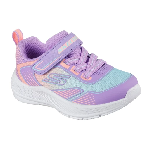 Skechers Girls' Infant Microspec Advance Sneakers Oasis Point 23 Lavender: 3D Printed Mesh, Adjustable Strap, Cushioned Comfort - Skechers - Image 3
