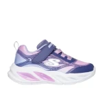 Skechers Girls' S-Lights Cosmic Glow Light Up Sneakers Navy 23 with Ombre Sparkle Mesh Upper, Adjustable Instep Strap, and Step Activated Lights - Skechers