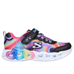 Skechers Girls' Heart Lights Infinite Heart Lights Light Up Sneakers Black 36 Featuring Rainbow Mesh Fabric Glitter Synthetic Leather Cushioned Midsole and Flexible Outsole