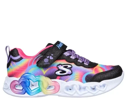Skechers Girls' Heart Lights Infinite Black Sneakers 27, Light Up Midsole with Heart Details, Easy On/Off - Skechers - Image 2
