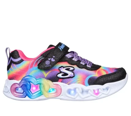 Skechers Girls' Heart Lights Infinite Heart Lights Light Up Sneakers Black 36 Featuring Rainbow Mesh Fabric Glitter Synthetic Leather Cushioned Midsole and Flexible Outsole - Skechers - Image 7