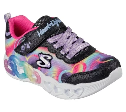 Skechers Girls' Heart Lights Infinite Black Sneakers 27, Light Up Midsole with Heart Details, Easy On/Off - Skechers - Image 9