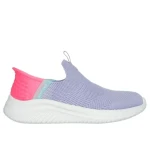 Skechers Girls' Ultra Flex 3.0 Fresh Time Slip-ins Laceless Sneakers Light Blue 32 Featuring Stretch Fit Engineered Knit Upper and Air Cooled Memory Foam Insole - Skechers