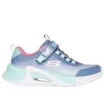 Skechers Girls' Tide Tech Athletic Shoes Charcoal 31 featuring Sparkle Mesh Upper, Stretch Laces, Adjustable Instep Strap, and Cushioned Midsole with Air Window for Active Play - Skechers