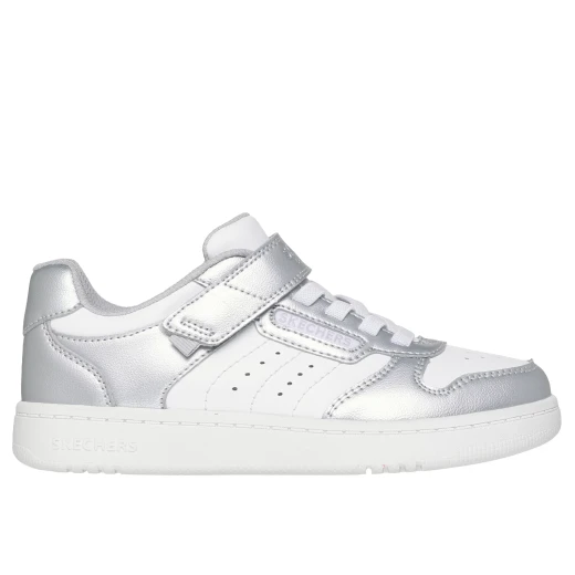 Skechers Girls' Quick Street Style Stride Low Top Sneakers 34 Silver Duraleather Upper Machine Washable with Stretch Laces Adjustable Instep Strap and Cushioned Comfort Insole - Skechers - Image 2