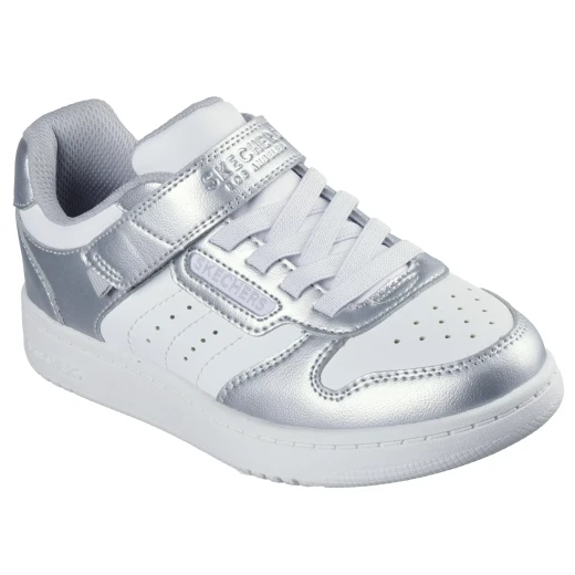 Skechers Girls' Quick Street Style Stride Low Top Sneakers 34 Silver Duraleather Upper Machine Washable with Stretch Laces Adjustable Instep Strap and Cushioned Comfort Insole - Skechers - Image 3