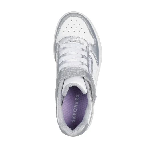 Skechers Girls' Quick Street Style Stride Low Top Sneakers 36 Silver Duraleather Upper Machine Washable with Stretch Laces and Adjustable Strap for Comfort - Skechers - Image 4