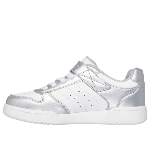 Skechers Girls' Quick Street Style Stride Sneakers Silver 31 with Smooth Duraleather Upper, Stretch Laces, Adjustable Instep Strap, and Cushioned Comfort Insole, Machine Washable - Skechers - Image 6