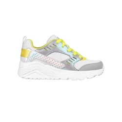 Skechers Street Girls' Uno Lite Gen Cool Sneakers with Iridescent Trim Featuring Air Cooled Memory Foam Insole Platform Wedge Cushioned Midsole Size 27 Grey
