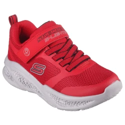 Skechers Girls' MeteorLights Athletic Sneakers Red 27 with Light Up Midsole Sporty Style Comfortable Fit Mesh and Synthetic Upper Stretch Laced Design for Active Kids