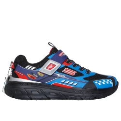 Skechers Boys' Skech Tracks Blue Athletic Sneakers 36 Featuring Vehicle Theme, Synthetic Mesh Upper, Stretch Laces, Adjustable Strap, Cushioned Insole, Matching Key Ring