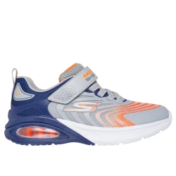 Skechers Boy's Microspec Max Advance Vortivox Grey Sneakers 33 Adaptive Closure Airbag Midsole Cushioned Comfort Insole