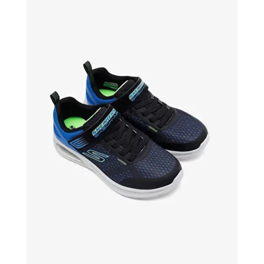 حذاء رياضي للأولاد Skechers Microspec Max Advance باللون الأسود، يتميز بنعل أوسط مبطن بالهواء، وأربطة مطاطية، وحزام قابل للتعديل، مقاس 31 للأطفال النشطين - سكيتشرز - Image 3