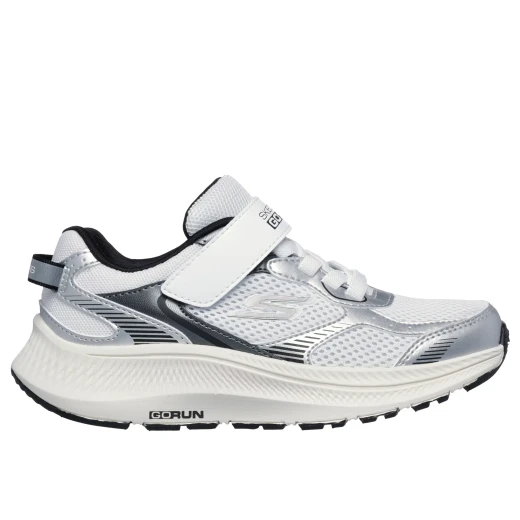 Skechers Boys' GOrun Consistent 2.0 Athletic Sneakers White/Silver Size 35 with Air Cooled Goga Mat Insole and Adaptive Closure for Comfort and Secure Everyday Play