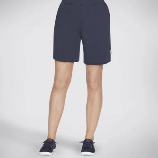 Skechers BOBS Purrrfect Terry 7 Inch Furmuda Women's Sweatshorts in Navy Blue, Size Medium, Featuring Tie-Dye Design, Elastic Waistband and Cuffs, Cotton/Poly Blend Skechers BOBS Purrrfect Terry 7 Inch Furmuda Women's Sweatshorts in Navy Blue, Size Medium, Featuring Tie-Dye Design, Elastic Waistband and Cuffs, Cotton/Poly Blend