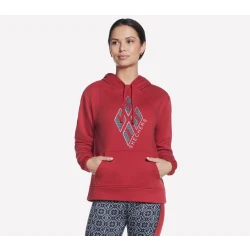 Skechers Diamond Legacy Women's Hoodie Red M SKECH-SWEATS Fleece Pullover
