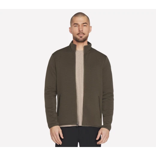Skechers Hoodless Ottoman Jacket Soft Knit Olive M Recycled Polyester - Skechers - Image 3