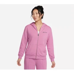 Skechers Women's SKECH SWEATS Signature Full Zip Hoodie XL Rose French Terry Fleece Sweatshirt 2 Panel Hood Ribbed Cuffs and Hem Kangaroo Pockets Comfortable Activewear