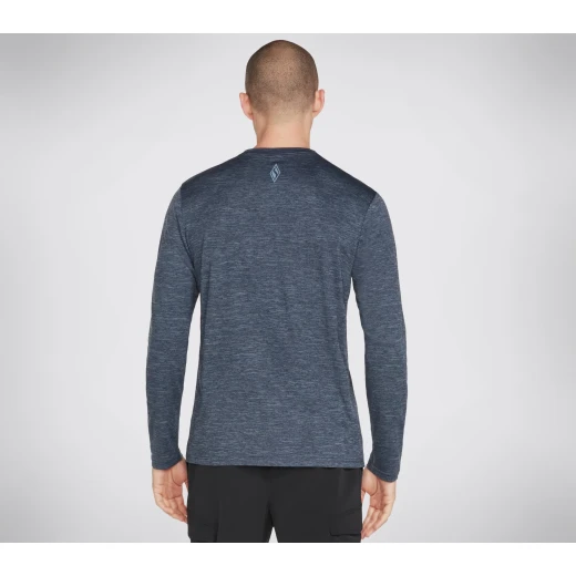 Skechers Men's GO DRI On the Road Long Sleeve Knit Tee Navy Blue M Athletic Performance Lightweight Breathable Fabric Crewneck Flatlock Seams Active Fit SKU M3LT157 180 - Skechers - Image 3