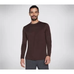 Skechers GO DRI On the Road Long Sleeve Knit Tee Athletic Shirt for Men with Ultra Flight Fabric Crewneck Flatlock Seams Active Fit Burgundy Small - Skechers