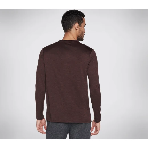 Skechers GO DRI On the Road Long Sleeve Knit Tee Athletic Shirt for Men with Ultra Flight Fabric Crewneck Flatlock Seams Active Fit Burgundy Small - Skechers - Image 4