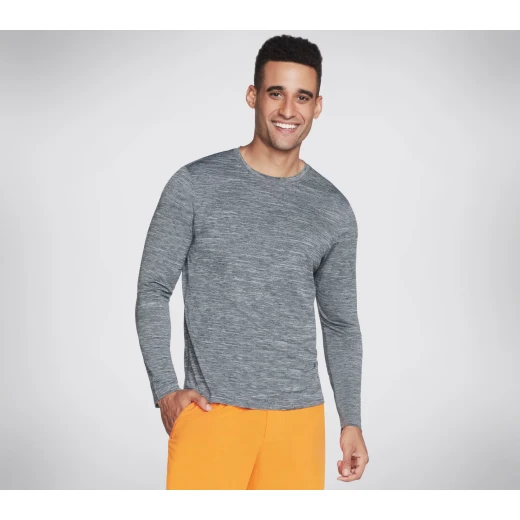 Skechers Men's GO DRI® On the Road Long Sleeve Knit Tee Athletic Shirt in Light Gray, Featuring Ultra-Lightweight, Breathable Fabric for Comfort & Performance, Size Large - Skechers - Image 2