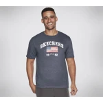 Skechers Men's Heritage Flag Tee Navy Cotton Blend Short Sleeve Shirt - Skechers