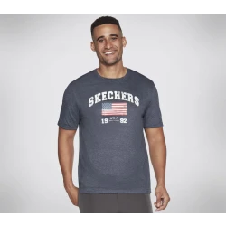 Skechers Men's Heritage Flag Tee Navy Cotton Blend Short Sleeve Shirt