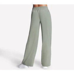 Skechers Women's Slip In GO WALK Everywhere Straight Leg Pant in Olive Green, Featuring SKECHWEAVE Fabric, Adjustable Elastic Waistband, and Wide Hem, Size Large