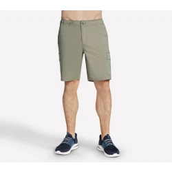 Skechers Men's Downtown Cargo 9 Short Olive Size Small GO DRI® All Day Athletic Shorts with Elastic Waist and Zippered Pocket