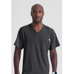 Skechers Men's Crossover V Neck Scrub Top Gray Large Comfortable Medical Apparel - Skechers