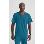 Skechers Men's Crossover V Neck Scrub Top Bahama Small, 4 Way Stretch - Skechers