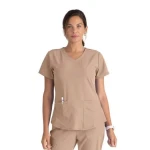 Skechers Breeze V Neck Scrub Top Beige Small Comfortable Medical Uniform - Skechers