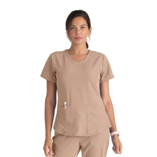 Skechers Breeze V Neck Scrub Top Beige Small Comfortable Medical Uniform Skechers Breeze V Neck Scrub Top Beige Small Comfortable Medical Uniform