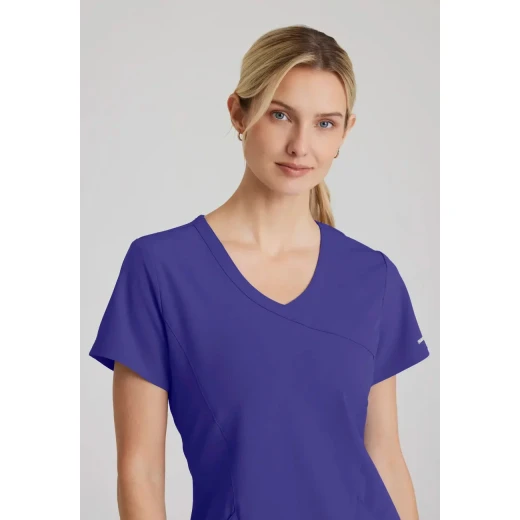 Skechers Women's Reliance Scrub Top Mock Wrap Style Anti Wrinkle Eco Friendly Moisture Wicking Fabric Purple Size L for Women's Healthcare Professionals - Skechers - Image 3