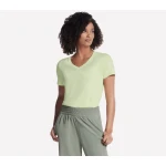 Skechers Go Dri Pima V Neck Tee Lime Green Women's Clothing Medium - Skechers