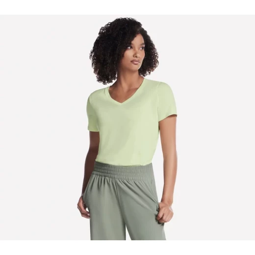Skechers Go Dri Pima V Neck Tee Lime Green Women's Clothing Medium - Skechers - Image 2