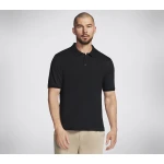 Skechers Men's Off Duty Polo Shirt in Black, GO DRI Pique Fabric, Short Sleeve, Collared, Featuring Logo Detail, Available in Size Small - Skechers