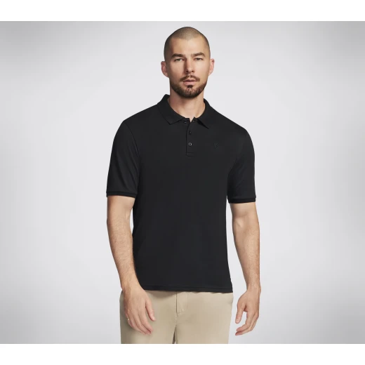 Skechers Men's Off Duty Polo Shirt in Black, GO DRI Pique Fabric, Short Sleeve, Collared, Featuring Logo Detail, Available in Size Small - Skechers - Image 2