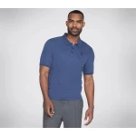 Skechers Men's Off Duty Polo Shirt Navy Blue S Size Short Sleeve GO DRI Pique Fabric Collared Shirt with Logo for Comfortable and Versatile Style - Skechers
