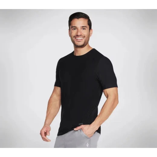 GO DRI® All Day Men's Tee T-Shirt Black Size S Eco Friendly Moisture Wicking Quick Drying Short Sleeve Flatlock Seams for Comfort - Skechers - Image 5
