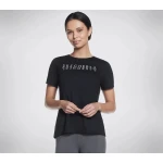 تي شيرت Skechers Diamond Legacy النسائي أسود بأكمام قصيرة مقاس كبير - سكيتشرز