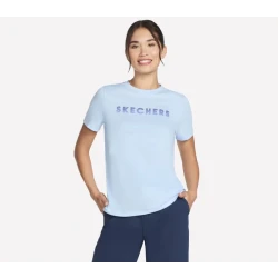 Skechers Women's Gradient Short Sleeve Tee Blue S SKECH JERSEY Fabric