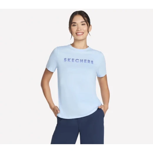 Skechers Women's Gradient Short Sleeve Tee Blue XL SKECH JERSEY Fabric