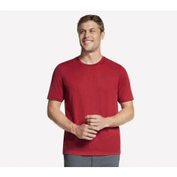 Skechers Men's Performance Charge Tee Athletic T-Shirt Red Color GO DRI™ Quick Dry Short Sleeve Crewneck 2024 Collection S Size Comfortable Active Wear