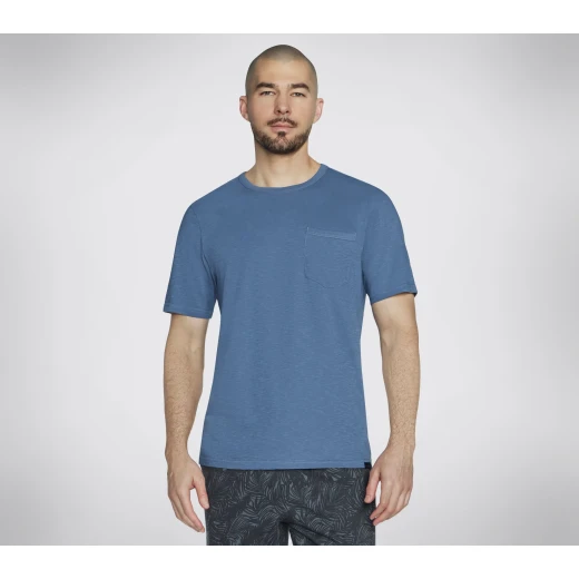Skechers Men's Skech Breeze Slub Pocket Tee Navy Classic Fit Short Sleeve